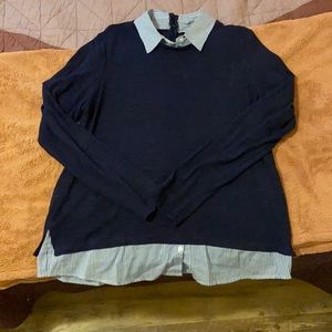 XL Navy Blue Valerie Stevens Shirt With Collar